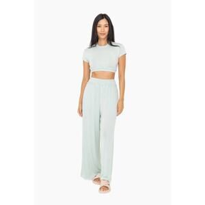 Mono B NWT Ivory Smocked Wide Leg Jersey Pants SZ M